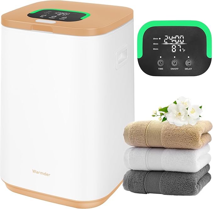 Towel Warmer for Bathroom, 26L Luxury Towel Warmer Bucket with LED Display, 3 Heating Modes, Delay Time Up to 24 Hours, Child Lock, Hot Towel Heater - Peach Fuzz