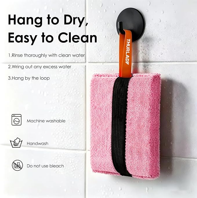 Exfoliating Body Scrubber, Rough Body Scrubber Exfoliator, 2 Pack | Large Exfoliating Bath Shower Sponge, Loofah for Women, Deep Cleansing for Smooth Skin, Reusable & Long-lasting, Pink