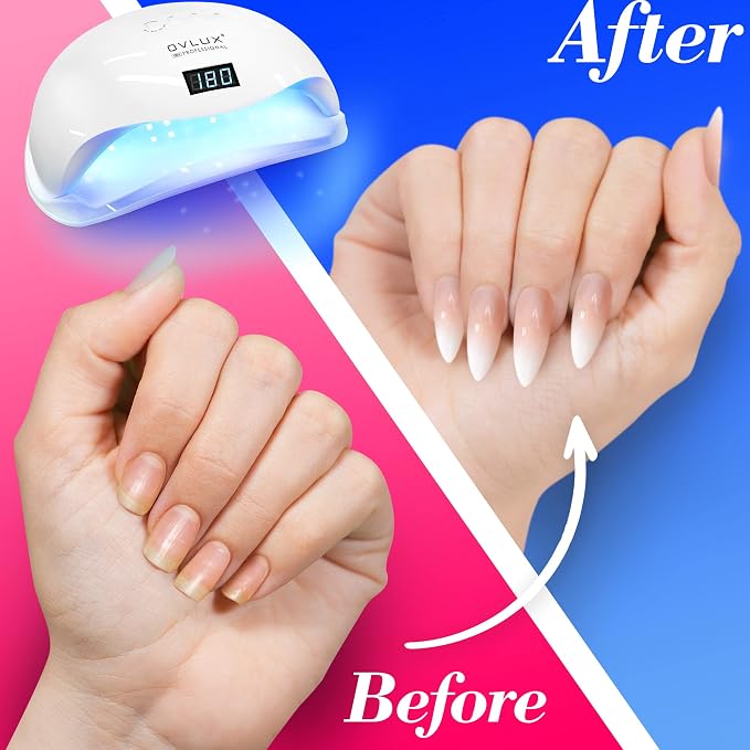 OVLUX 180W UV LED Nail Lamp Professional – Fast Gel Nail Dryer with 57 LEDs, LCD Countdown, Auto Sensor & Low Heat Mode, UV Light for Gel Nails, Salon & Home, Nail Buffer & File Set