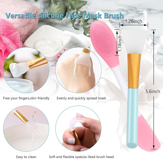 Yokilly Silicone Face Scrubber Kit: Exfoliator Blackhead Skin Care Tool | 4 Pcs Kit For Exfoliating Lip Brush & Cleansing Brush & 2 Pcs Face Mask Exfoliator - Ultra-soft Silicone Deep-Cleans Pore
