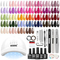 Vishine UV LED Nail Lamp Gel Nail Polish Set with 32 Colors & 4 Bottles of Base and Glossy Matte Top Coat Soak off Gel Nail Set Suitable for All Seasons Gifts