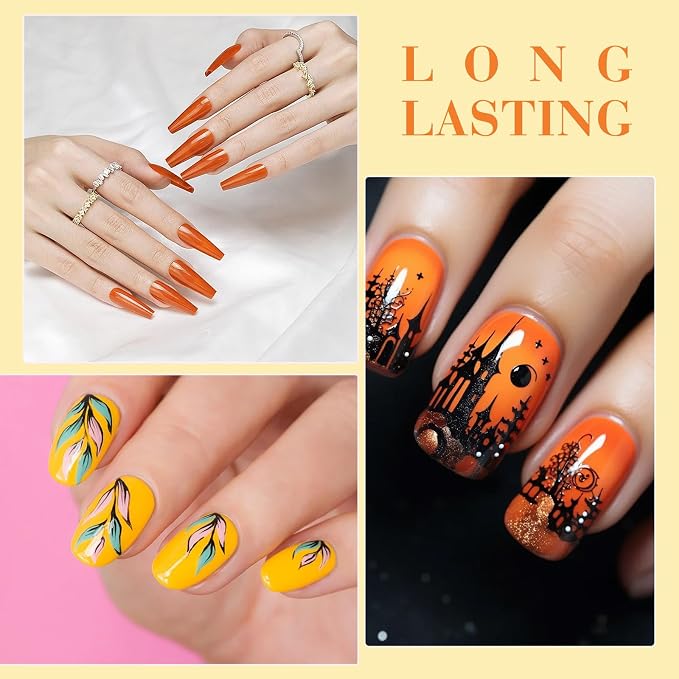 CANNI 9ml Gel Nail Polish 6 Orange Shades Set, UV LED Soak Off Gel Polish | HEMA-Free Formula • Self-Leveling Application • Glossy Finish • Sunset Inspired Tones • Salon & DIY Use • Highly Pigmented