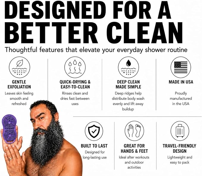 MOOFAH™ Body Scrubber- Deep Cleansing, Gentle Exfoliation for Smoother Skin-Quick-Dry, Durable Design for Everyday Use-Made in USA