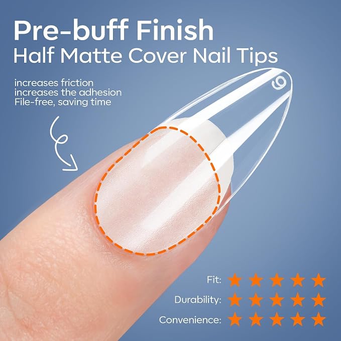 modelones X Nail Gel Kit Medium Almond, 9-in-One Nail Glue with UV Light | 216Pcs 12Sizes Pre-Etched Press ons Fake Acrylic Extension Kit DIY Salon Gift