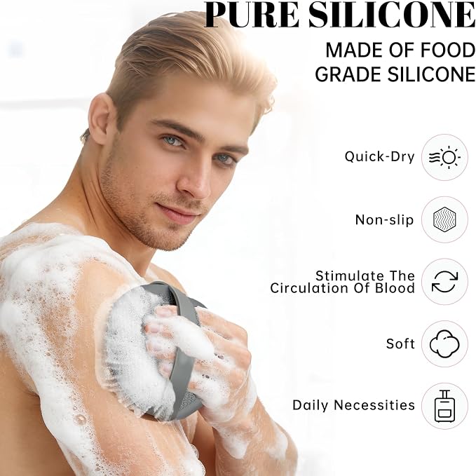2Pcs Silicone Body Scrubber,Food-Grade Scrubbies for Body Gentle Exfoliation Anti Slip Grip,Silicone Loofah Silicones Shower Scrubber Silicones Body Brush,Shower Brush Suitable for All Skin Types