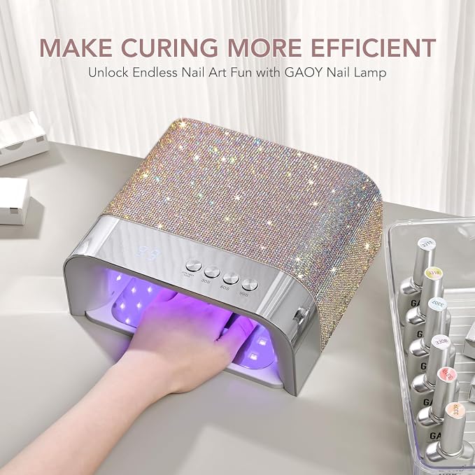 GAOY Professional UV Nail Lamp, Big Cavity Design for Long Nails, Diamond | Fast Curing Light, Infrared Sensor, Acrylic Polish, 3 Timer 30/60/99s, DIY at Home Salon, Gift for Women, Manicurist