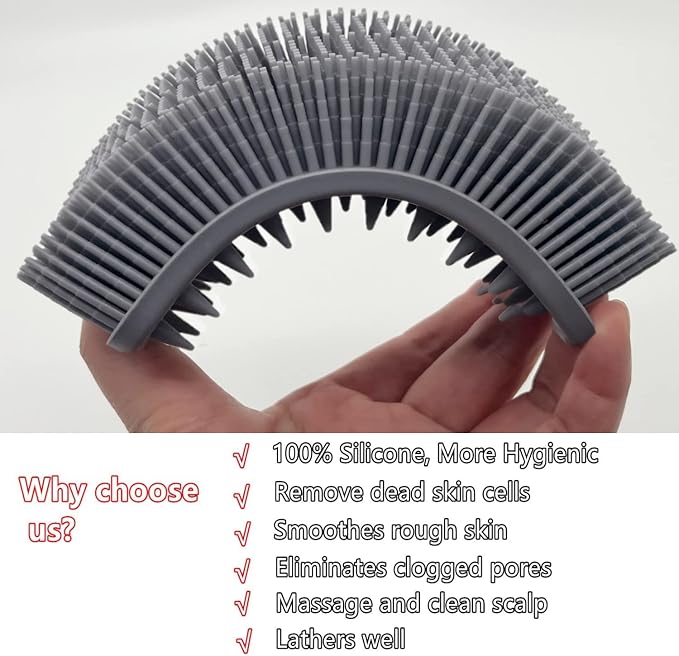 2Pack Dual Sided Silicone Body Scrubber for Exfoliating, Shower&Scalp Massage, 2 in 1 Bath&Shampoo Brush,Soft Body Exfoliator Silicone Loofah Shower Scrubber Brush for All Kinds of Skin