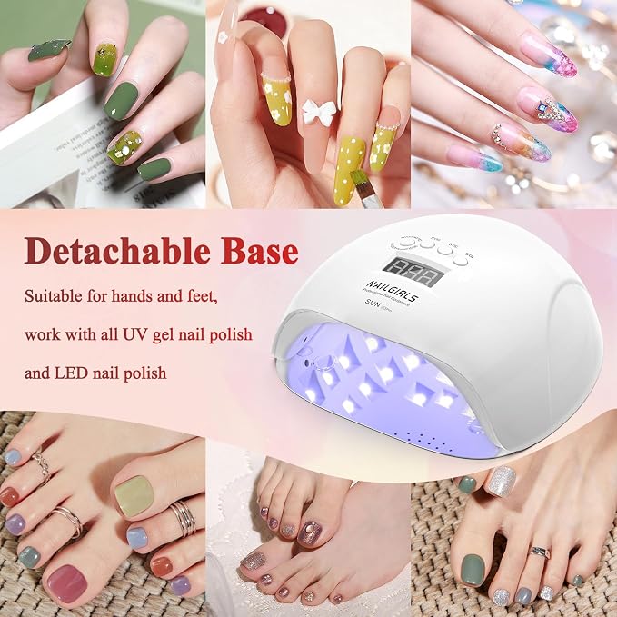 NAILGIRLS 150W UV LED Nail Lamp with Auto Sensor - Fast Curing Gel Polish Acrylic Nail Dryer, UV Nail Light 4 Timer Settings, 36 LED Beads and Automatic Sensor for Home Salon Use