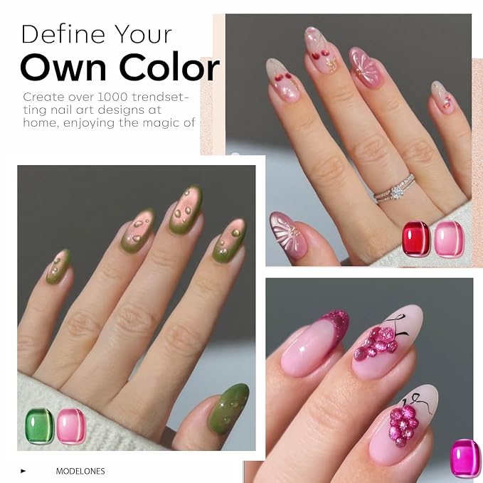 modelones Cat Eye Gel Nail Polish Set Neon 6Colors Red Hot Pink Green