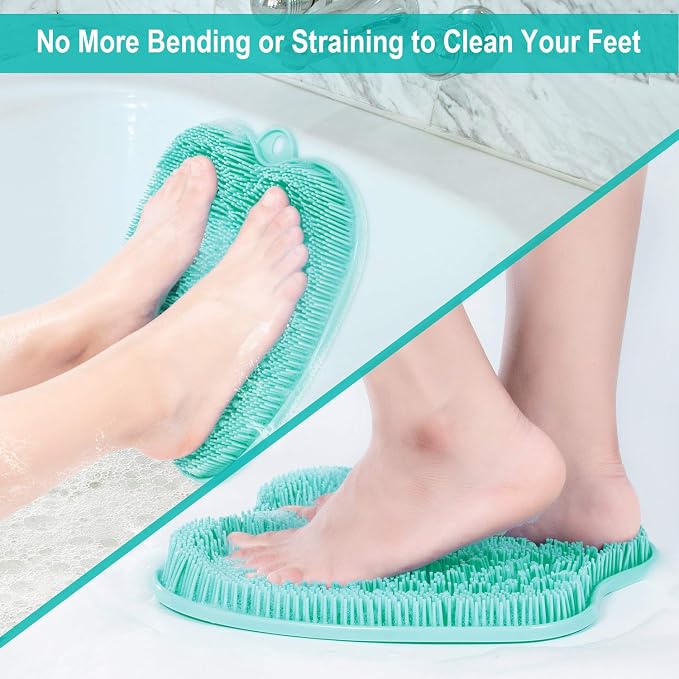 BESKAR XL Larger Shower Foot Scrubber Mat with Non-Slip Suction Cups | Cleans, Smooths, Exfoliates, Massages Your Feet Without Bending, Improve Foot Circulation, Soothes Tired Feet