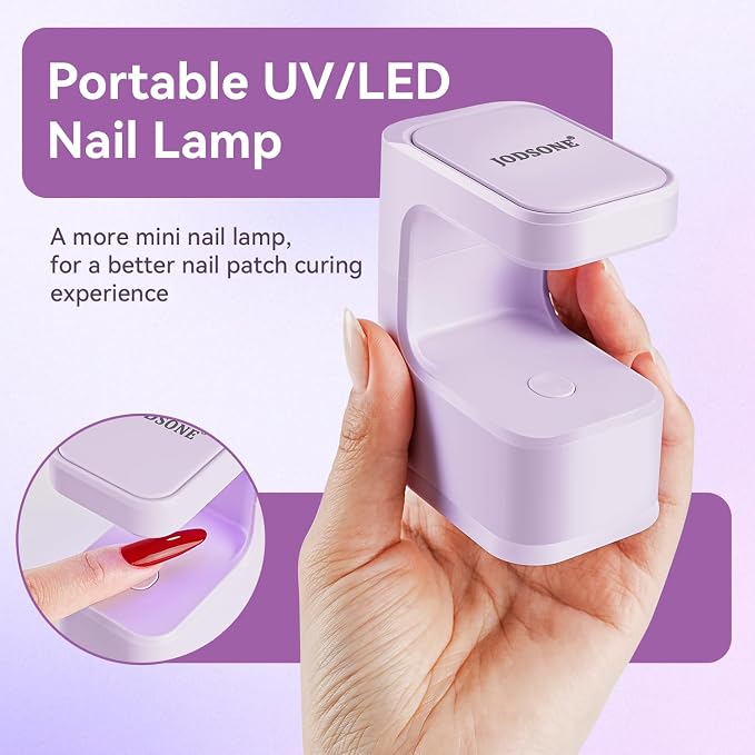 JODSONE U V Mini Nail Lamp 1500mAh Battery with Timer Cordless Portable LED Light Fast Curing for Gel Polish Purple