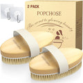 POPCHOSE Dry Brushing Body Brush, 2 Pack Boar Bristle Exfoliating Brush | Body Scrub for Smoother Skin: Supports Cellulite Treatment, Lymphatic Drainage and Blood Circulation Improvement