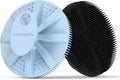 Soft Silicone Shower Brush Body Wash Bath Exfoliating Skin Massage Scrubber | 2 Pack Dry Skin Brushing Glove Loofah, Fit for Sensitive and All Kinds of Skin(Sky Blue+Black)