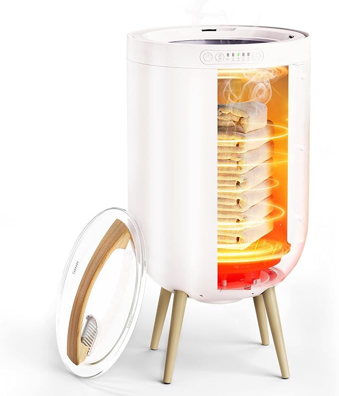 STARLEAD Heated Towel Warmers for Bathroom - 20L Large Towel Warmer Bucket, Wood Handle, Auto Shut Off, Bluetooth and RGB, Fits Up to Two 40"X70" Oversized Towels, Bathrobes, Blankets