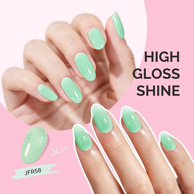 MelodySusie Milky Green Gel Nail Polish, 0.5Fl.oz Jeweliver Milky Gel Polish Light Sage Green Pastel Color Soak Off UV LED Gel Polish Nail Art Design Manicure Gift for Girls Salon DIY At Home JFR58