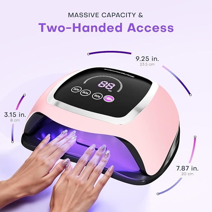 UV Nail Lamp, 180W LED Nail Dryer for Gel Polish, Touch Screen, 42 Beads | Auto Sensor Curing Light with LCD Display and 4 Timer Settings, Fast, Even Curing for Salon Use and Home DIY Manicure