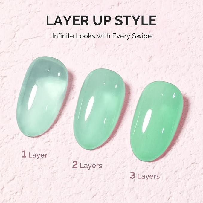 MelodySusie Milky Green Gel Nail Polish, 0.5Fl.oz Jeweliver Milky Gel Polish Light Sage Green Pastel Color Soak Off UV LED Gel Polish Nail Art Design Manicure Gift for Girls Salon DIY At Home JFR58