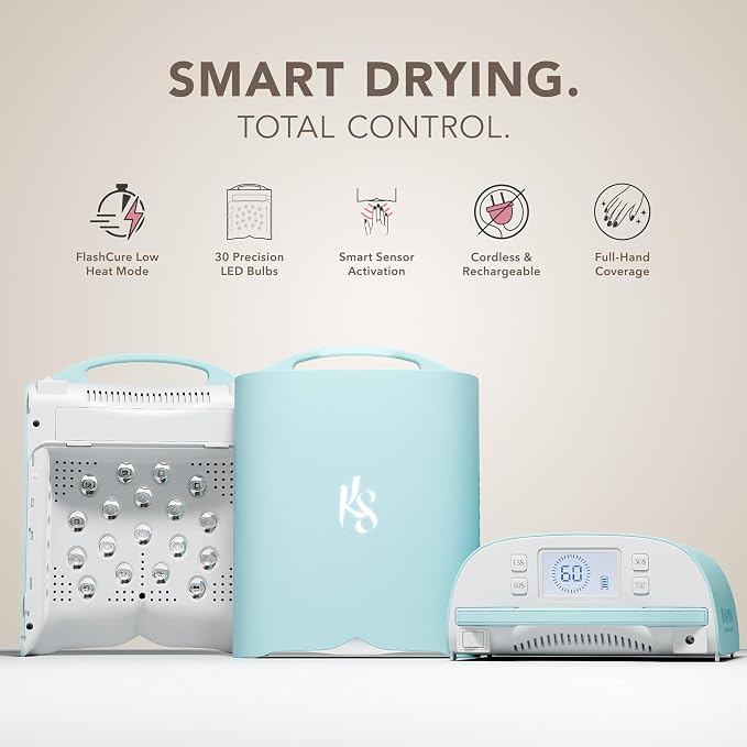 KIARA SKY Beyond Pro V3 UV LED Nail Lamp Blue – Cordless Rechargeable Gel Lamp w/Smart Sensor, Flashcure Low Heat Mode, Full-Hand Coverage & Timer for Gel Polish, Builder Top Coat 48W (240v)
