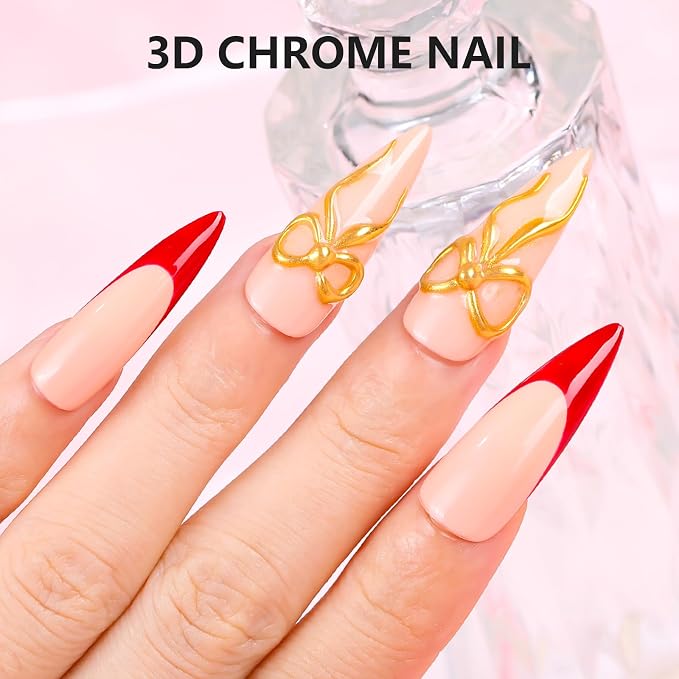 Makartt 15g 3D Nail Gel & Gold Chrome Nail Powder Kit for Sculting and Drawing
