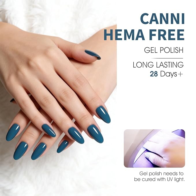 CANNI 9ML Gel Nail Polish Set, 6 Blue Green Shades UV LED Soak Off Gel | Smooth Application • Highly Pigmented • Glossy Finish • Long-Lasting Wear • Nail Art • Salon DIY Manicure • Easy Application