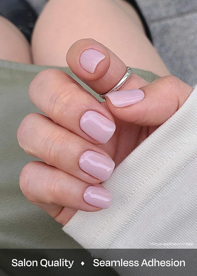 ohora Semi Cured Gel Nail Strips (N Bare Pink) - Works with Any Lamps, Salon-Quality, Long Lasting, Easy to Apply & Remove - Includes 2 Prep Pads, Nail File & Wooden Stick