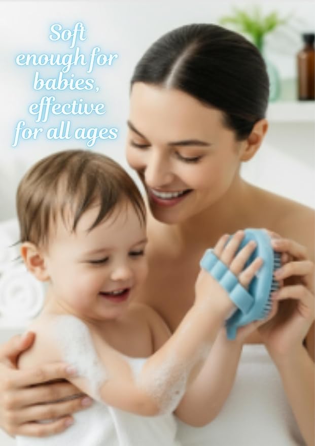 Hygienic Silicone Body Scrubber, Exfoliating Body Scrubber for Sensitive Skin, Eco Friendly Shower Scrubber for Body, Silicone Body Brush for Showering (Light Blue)