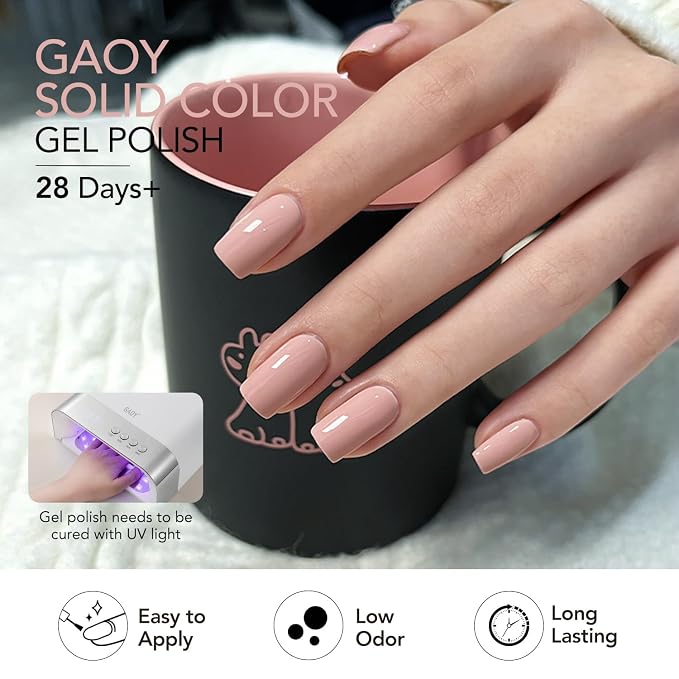 GAOY Macaron Nude Gel Nail Polish Set, 6 Colors Peach Pink Nude UV Gel | Sweet Minimalist Creamy Natural Nails, UV Lamp Required, Pigmented, Long Lasting, Easy to Apply, Salon Manicure at Home