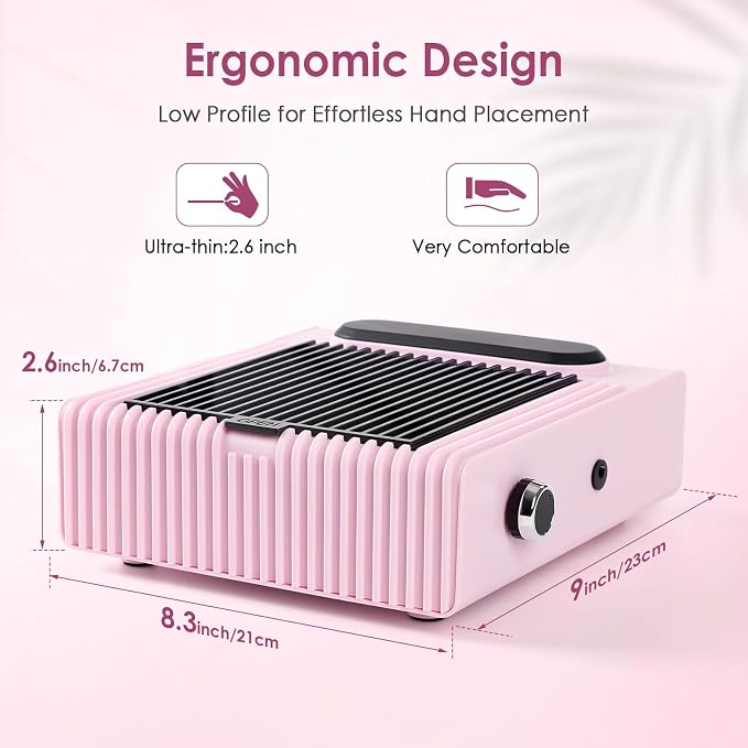 Biutee Nail Dust Collector for Nail Tech, 80W Nail Vacuum Dust Collector with 2 Reusable Filters | Adjustable Speed, 80W Suction, Low Noise, Efficient Heat Dissipation, for Acrylic Gel Nail Polishing, Acrylic Nails Removal