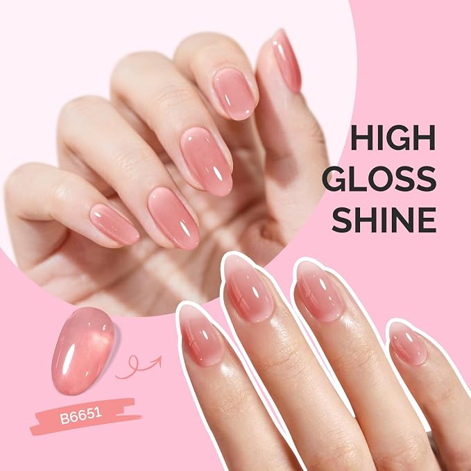 MelodySusie Jeweliver Jelly Gel Nail Polish, 0.5Fl.oz Carnation Nude Pink Gel Polish Soak Off UV LED Light Cure Gift for Women Manicure Nail Art DIY at Home B6651