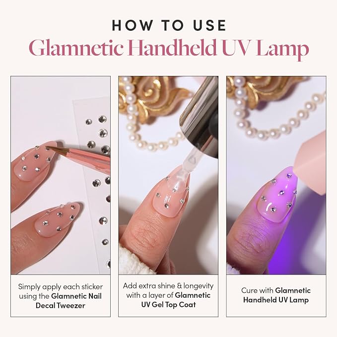Glamnetic Handheld UV LED Nail Curing Lamp - Compact Travel | Compact curing lamp for gel and press-ons. Lightweight, travel-friendly design. USB compatible, easy to use