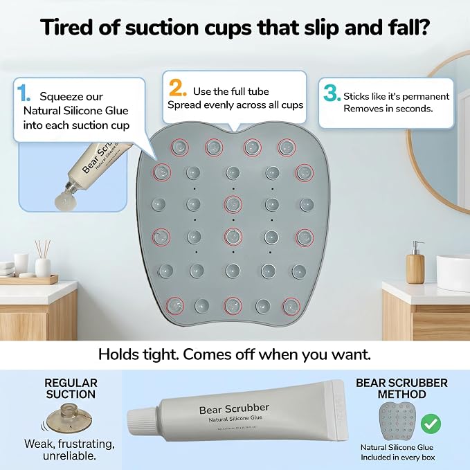 Silicone Back Scrubber for Shower – Body Scrubber & Exfoliating Back Brush for Men and Women – Soft Bristle Shower Scrubber & Back Massager Hands-Free (Baby Blue)