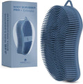 MainBasics Silicone Body Scrubber Dual-Sided, Dark Blue, Exfoliate | Shower Exfoliator for Men & Women, Gentle Silicone Loofah Alternative for Deep Clean