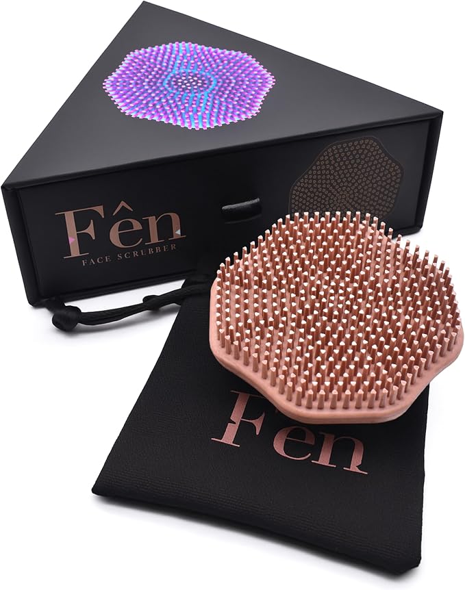 Fen Face Scrubber, Triangular Soft Bristle Silicone Facial Cleansing Brush | Manual Exfoliator for Deep Pore Wash, Scurbbing, and Cleaning, Waterproof Skin Care Tool for Men, Women, All Skin Types