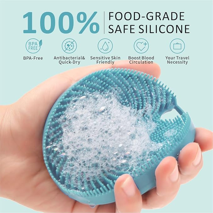 Soft Silicone Face Scrubber with Body Scrubber for Shower Gentle Exfoliating-Facial Exfoliator Scrubber Brushes for Sensitive Skin Deep Cleansing- Gift Women Men Skin Care Tool
