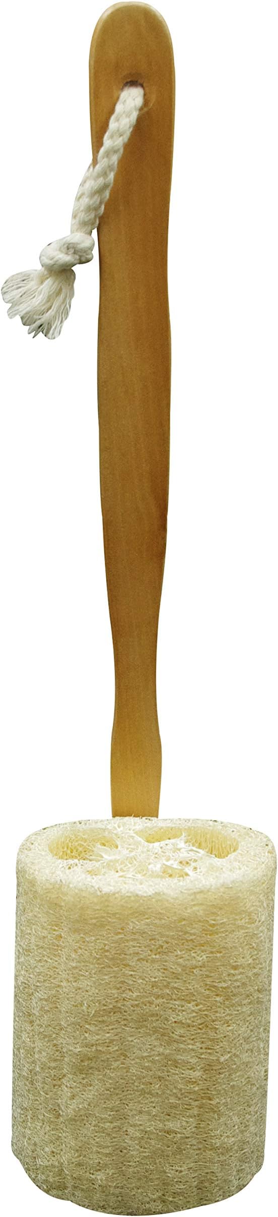 Natural Exfoliating Loofah Luffa Loofa Back Sponge Scrubber Brush with Long Wooden Handle Stick Holder Body Shower Bath Spa Pack of 1