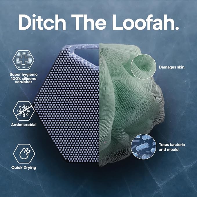 TOOLETRIES Silicone Body Scrubber 2.0, Loofah Alternative - Glacier | Gentle exfoliating shower scrubber that's quick drying, hygienic and longer lasting than traditional loofahs.