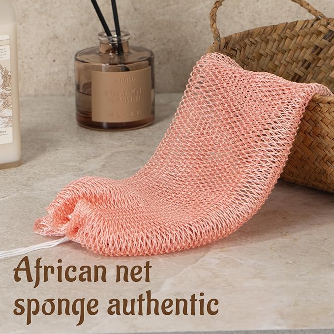 Yiclick African Net Sponge Authentic with Knots - Exfoliating Washcloth Towel, Back Scrubber for Shower Bath, Exfoliating Body Scrubber Exfoliator, African Rags Wash Cloth Loofah Lufa Sponge