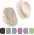 Soft Silicone Body Scrubber, Gentle Like a Hand Exfoliating Your Skin and Build Up Lather Easily, Back Large Suction Cup Easy to Store, Long-Lasting & Deep Clean (Beige)