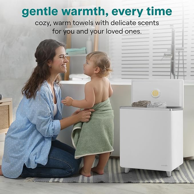 SereneLife WIFI Luxury Rectangle Towel Warmer - Spa & Bathroom Blanket Heater with Custom Fragrance, Auto Shut-Off, Fits 2 large Towels, Blankets, Bathrobes, PJ's - Perfect Gift for Him & Her (Silver)