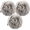 MainBasics Shower Loofah Sponge Pouf, Set of 3, Totally Taupe | Soft Mesh Body Scrubber and Bath Sponge for Gentle Exfoliation, Rich Lather, and Everyday Shower Use