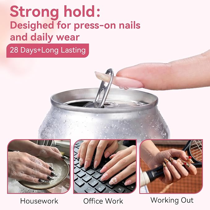 Makartt Press On Nail Glue: No UV Lamp Needed, 20s Air Dry Adjustable for Beginners, Strong Hold, Semi-Solid Precise Control, Easy for Press-On Users At-Home DIY, Hema-Free for Sensitive Nails 10ml*2