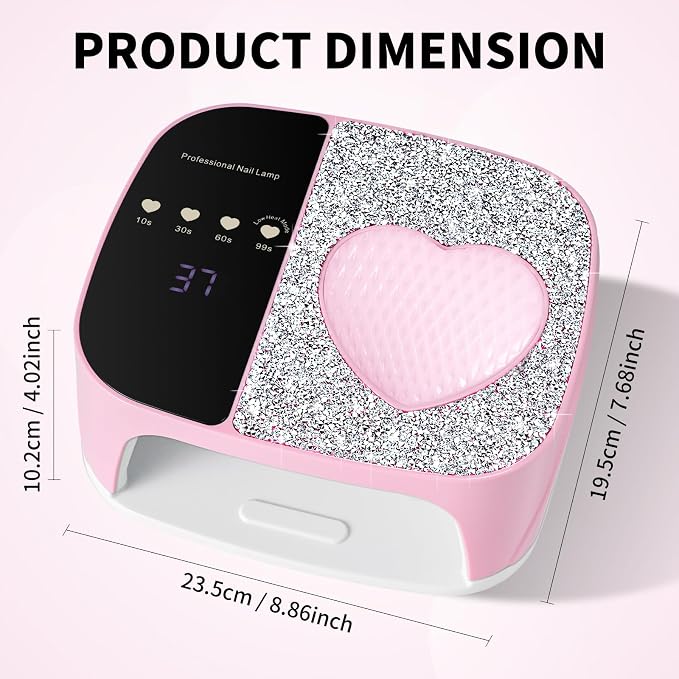 Nail Lamp, UV Light for Gel Nails, Professional Gel Light Dryer with 4 Timers,Plug and Play, Professional Fast Curing, UV Light for All Gel Nails, Ideal for Salon & Home (Pink, US Plug)