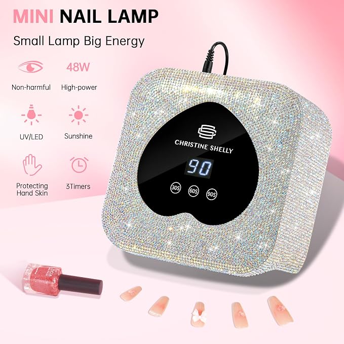 UV Light for Gel Nails, 48W Plug-in Mini UV Nail Lamp | Portable Nail Lamp Diamond Nail Dryer with Touch Control Auto Sensor and 3 Timer Settings Nail Light Curing Lamp, Home
