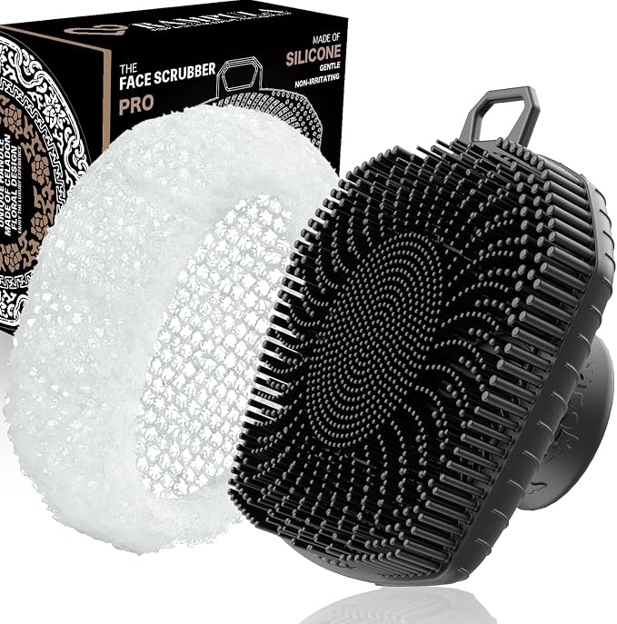 RamPula Face Scrubber & African Net, Silicone Exfoliating Brush for Men Women, Facial Cleansing Brush, Manual Waterproof Cleansing Skin Care, Blackhead Removing Pore Cleansing Massaging Face Brushes | Softening,Massage,Smoothening,Pores,Cleansing,Exfol...