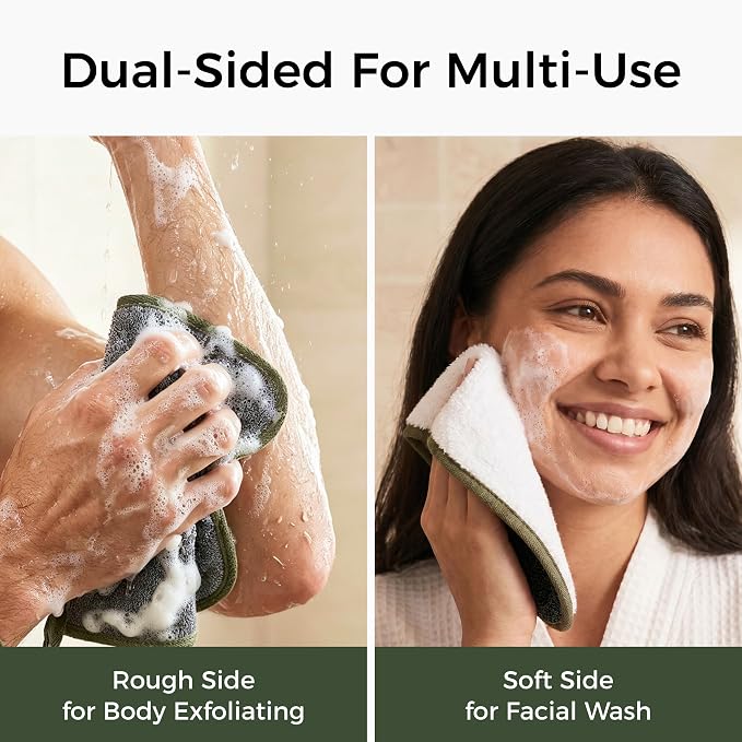 ZOMCHI 3 Pack Exfoliating Washcloth, Premium Facial and Body Wash Cloths with Softness and Scrubbing Two Sides, Bath Cloths for Women and Men (Smoke)