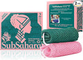 SubSahara Authentic African Net Sponge, 2 Pack 45-Inch Exfoliating Bath Sponge and Shower Loofah for Body and Back, Colorfast Quick-Dry Knotted Mesh Scrubber with Travel Pouch (Ligh Pink & Teal)