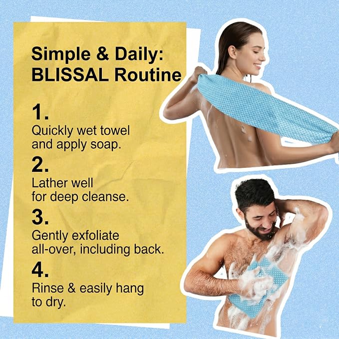 2 Pack Exfoliating Washcloth Towels - Exfoliating Body Scrubber Exfoliator, Back Scrubber for Use in Shower Bath, Japanese & Korean Scrub Wash Cloths, Loofah Lufa Sponge Washer for Women Men