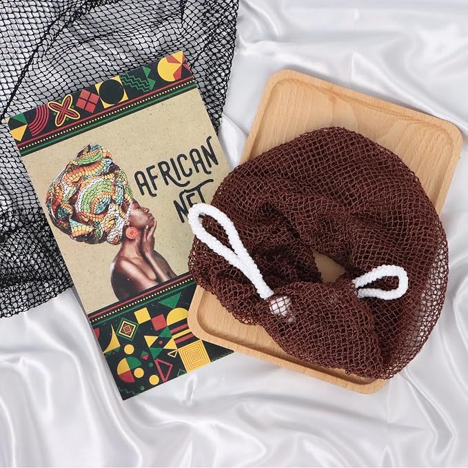 Yiclick African Net Sponge Authentic with Knots 2 Pack - Exfoliating Washcloth Towel, Back Scrubber for Shower Bath, Exfoliating Body Scrubber Exfoliator, African Rags Wash Cloth Loofah Lufa Sponge
