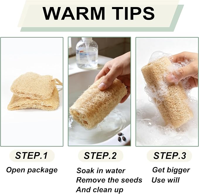 Organic Natural Loofah Sponges 4.7'' Luffa Spa,Pack of 4 Exfoliating & Smooth Skin Bath Shower Loofas Loofa for Women and Men Body Scrubber