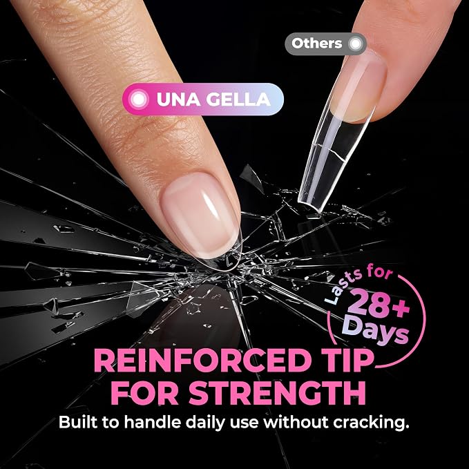 UNA GELLA 510Pcs Extra Short Almond Nail Tips, 15 Sizes Pre-buffed Soft Gel Nail Tips Almond Shape Half Matte Full Cover Clear Fake Nails Extensions for DIY & Salon Manicure Clear Press on Nails
